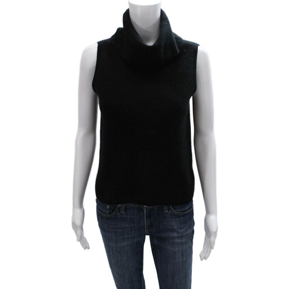 The Cashmere Project Women Cowl Neck Sleeveless Vest Sweater Black Size XS
